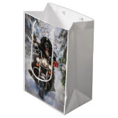 Newfoundland Hond Rijden Motorfiets Kerstmis Medium Cadeauzakje (Voorkant Gekanteld)
