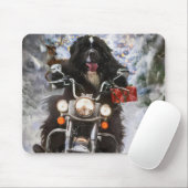 Newfoundland Hond Rijden Motorfiets Kerstmis Muismat (Met muis)