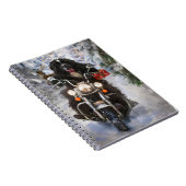 Newfoundland Hond Rijden Motorfiets Kerstmis Notitieboek (Rechterzijde)