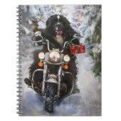 Newfoundland Hond Rijden Motorfiets Kerstmis Notitieboek (Voorkant)