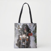 Newfoundland Hond Rijden Motorfiets Kerstmis Tote Bag (Voorkant)