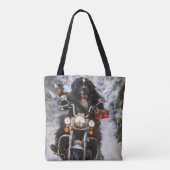 Newfoundland Hond Rijden Motorfiets Kerstmis Tote Bag (Achterkant)