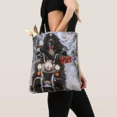 Newfoundland Hond Rijden Motorfiets Kerstmis Tote Bag (Dichtbij)