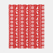 Newfoundland Hond Silhouetten Kerst Patroon Fleece Deken (Voorkant)