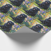 Newfoundland Hond Spring Bloemen Schilderen Cadeaupapier (Hoek)