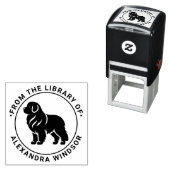 Newfoundland-hond Staande Sil Bibliotheek Boek Naa Zelfinktende Stempel (In situ)
