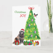 Newfoundland Hond, Vogel en Kerstboom Feestdagen Kaart (Voorkant)