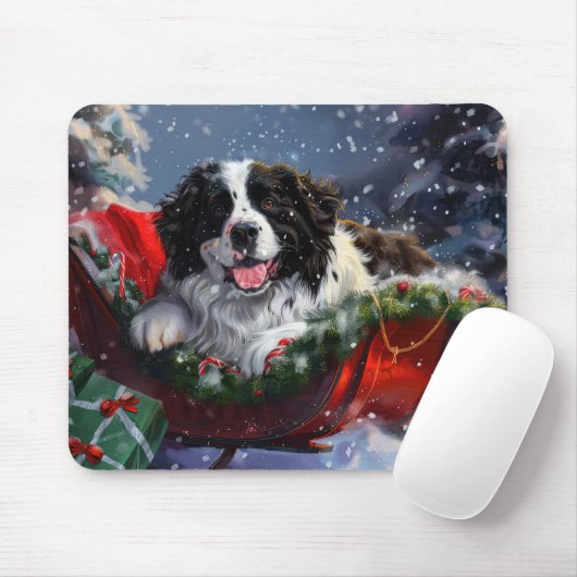 Newfoundland Honden Kerst Feestelijk Muismat (Met muis)