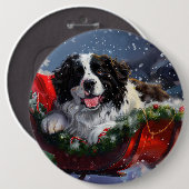 Newfoundland Honden Kerst Feestelijk Ronde Button 6,0 Cm (Voorkant /achterkant)