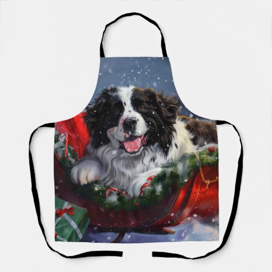 Newfoundland Honden Kerst Feestelijk Schort (Voorkant)