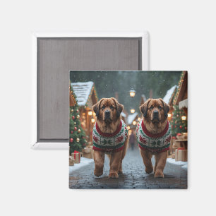 Newfoundland Honden Kerst Sneeuw Vakantie Magneet