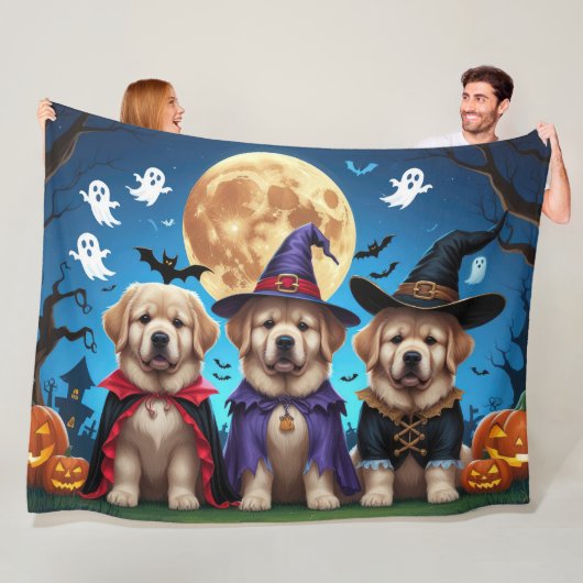 Newfoundland Honden Pompoen Halloween Grappig Fleece Deken (In situ)