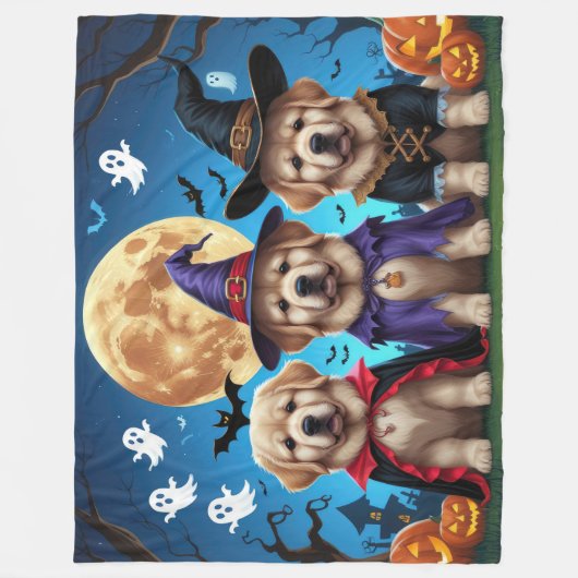 Newfoundland Honden Pompoen Halloween Grappig Fleece Deken (Voorkant)