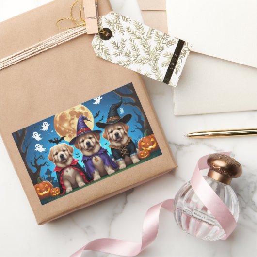 Newfoundland Honden Pompoen Halloween Grappig Rechthoekige Sticker (Geschenken)