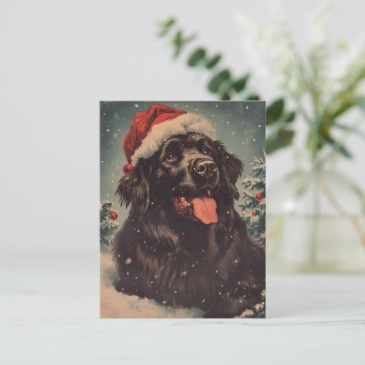Newfoundland hondenkerst briefkaart (Staand voorkant)
