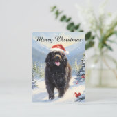 Newfoundland hondenkerst feestdagenkaart (Staand voorkant)