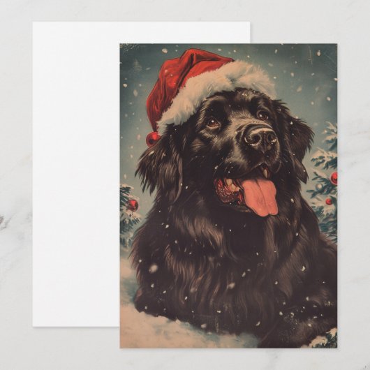 Newfoundland hondenkerst feestdagenkaart (Voorkant / Achterkant)