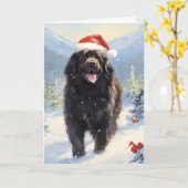 Newfoundland hondenkerst kaart (Gele Bloem)