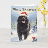 Newfoundland hondenkerst kaart (Gele Bloem)