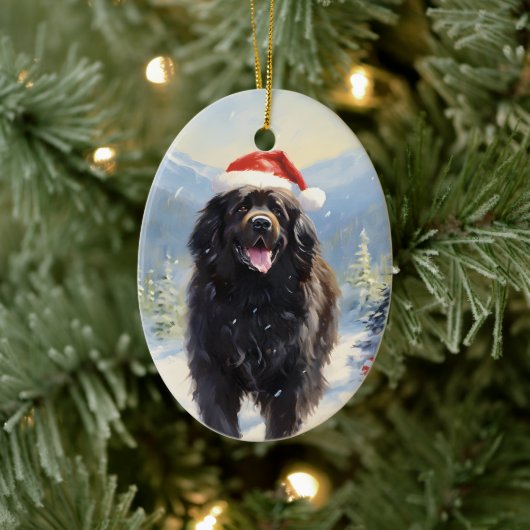Newfoundland hondenkerst keramisch ornament (Boom)