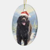 Newfoundland hondenkerst keramisch ornament (Links)