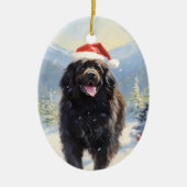 Newfoundland hondenkerst keramisch ornament (Voorkant)