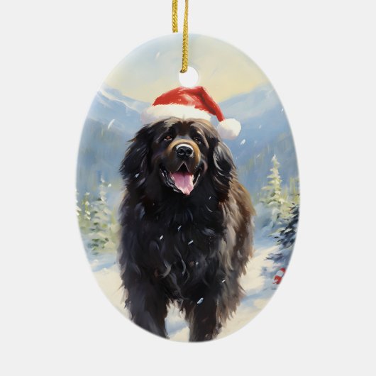 Newfoundland hondenkerst keramisch ornament (Achterkant)