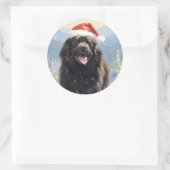 Newfoundland hondenkerst ronde sticker (Tas)