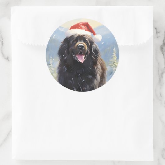 Newfoundland hondenkerst ronde sticker (Tas)