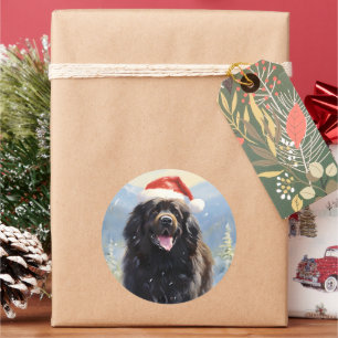 Newfoundland hondenkerst ronde sticker