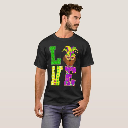 Newfoundland Hondenliefhebber I Love Mardi Gras Co T-shirt (Voorkant volledig)