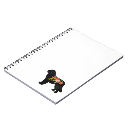 Newfoundland Hondenras Boho Floral Silhouette Notitieboek (Linkerzijde)