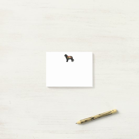 Newfoundland Hondenras Boho Floral Silhouette Post-it® Notes (Op bureau)
