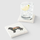 Newfoundland Hondenras Boho Floral Silhouette Stenen Onderzetter (Zijkant)