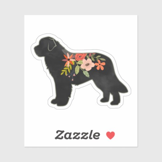 Newfoundland Hondenras Boho Floral Silhouette Sticker (Vel)