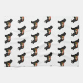 Newfoundland Hondenras Boho Floral Silhouette Theedoek (Horizontaal)