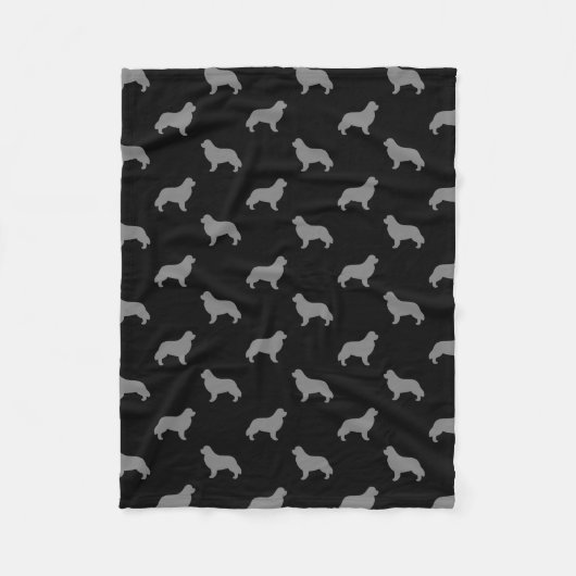 Newfoundland Hondenras Silhouettes Pattern Fleece Deken (Voorkant)