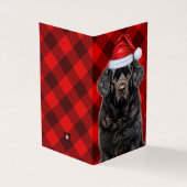 Newfoundland Hondenvakantie Rode Plaid Kerst Kaart (Buitenkant)