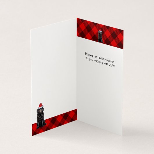 Newfoundland Hondenvakantie Rode Plaid Kerst Kaart (Binnen)