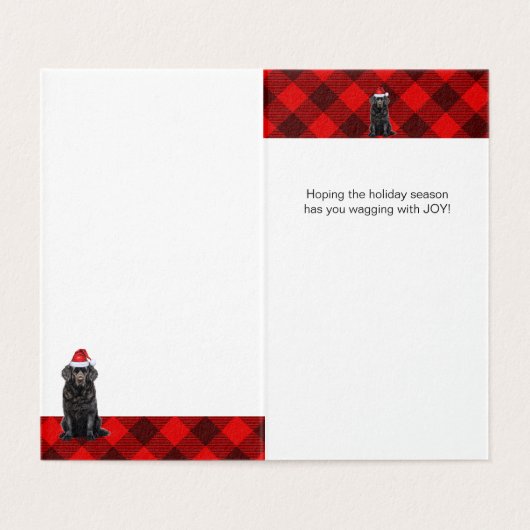 Newfoundland Hondenvakantie Rode Plaid Kerst Kaart (Binnenkant ongevouwen)