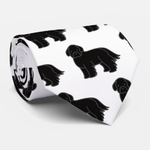 Newfoundland Hound Zwarte Cartoon Stropdas
