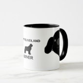 Newfoundland Hound Zwarte Piepende Cartoon Mok (Voorkant rechts)