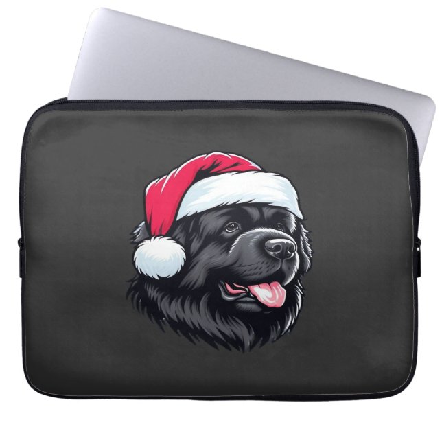 Newfoundland in a Santa Hat Classic T-Shirt Laptop Sleeve (Voorkant)
