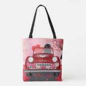 Newfoundland in auto met harten tote bag (Achterkant)