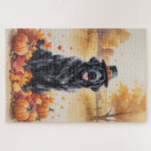 Newfoundland in de herfstbladeren dankdag kunst legpuzzel (Horizontaal)