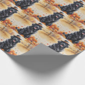 Newfoundland in herfstbladeren dankdag kunst cadeaupapier (Hoek)