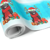 Newfoundland in sneeuw met kerstcadeaus cadeaupapier (Rol Hoek)