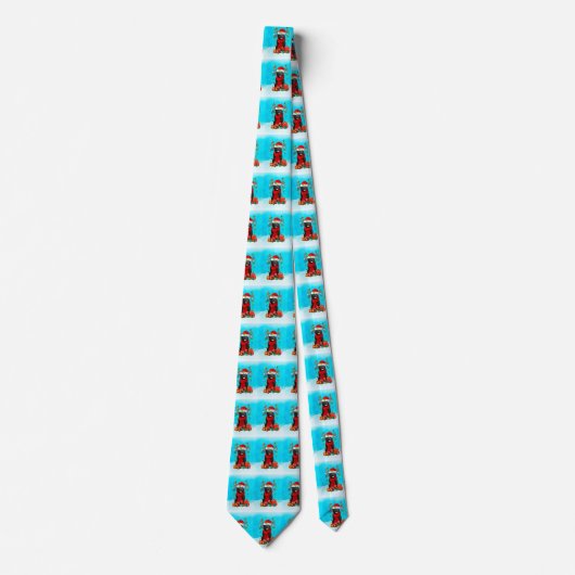 Newfoundland in sneeuw met kerstcadeaus stropdas (Voorkant)