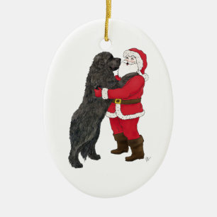 Newfoundland Jowly Kerstgroet Keramisch Ornament