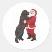 Newfoundland Jowly Kerstgroet Ronde Sticker (Voorkant)